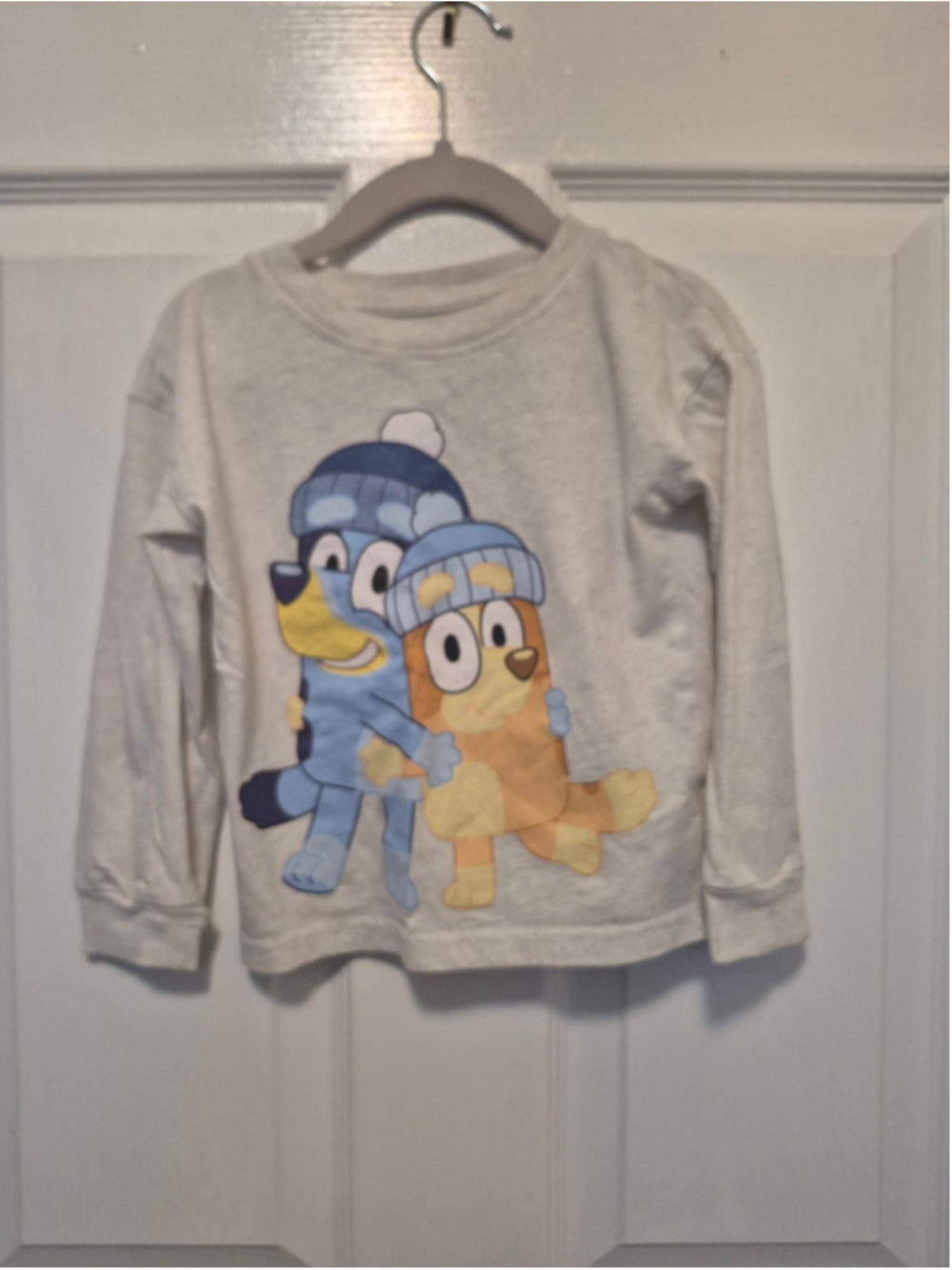 Girls Bluey Long Sleeve Tee Shirt Size 3T Beige Blue